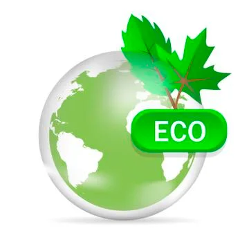 Earth globe green colored with shadow on white background Stock Illustration