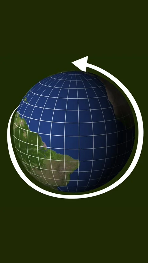 Earth Globe with Grid and animated White Circular Arrow on Dark Green Backg.. Stock Footage 337459133