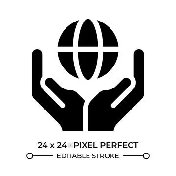 Earth globe in hands glyph ui icon Stock Illustration