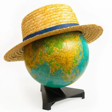 Earth Globe With Hat on White Stock Photos