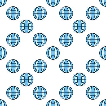 Earth Globe Hemisphere vector blue round modern seamless pattern 스톡 일러스트