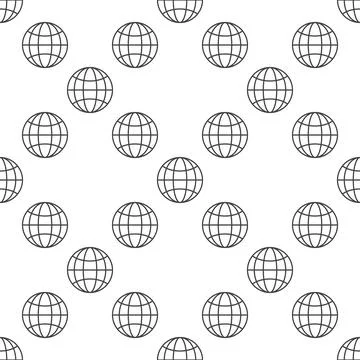 Earth Globe Hemisphere vector thin line round minimal seamless pattern Illustrazione stock