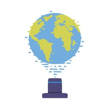 Earth Globe Hologram as Future Technology Device Vector Illustration Stock Illustration