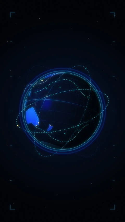 Earth globe hud tech network animation loop blue dark digital sphere 스톡 동영상 346866715