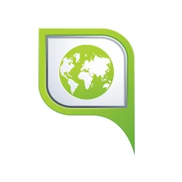 Earth globe icon green pointer Stock Illustration