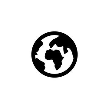 Earth globe icon. Planet vector illustration. Global map symbol. Africa con.. Illustrazione stock