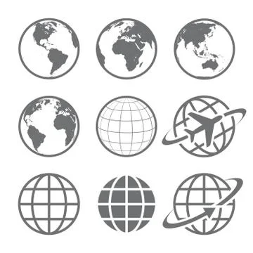 Earth globe Icon set Stock Illustration