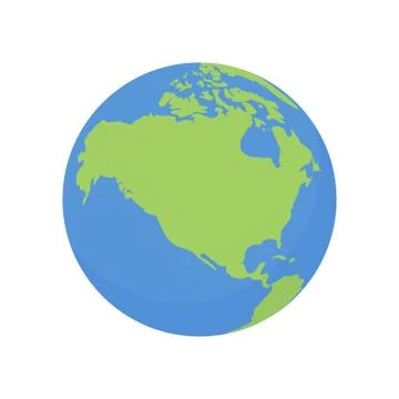 Earth globe icon. Vector world planet with USA and Canada map Stock Illustration