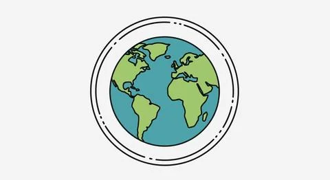 Earth globe icon with white border Stock Illustration