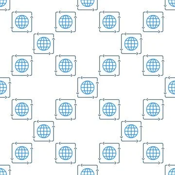 Earth Globe inside Arrows vector linear seamless pattern イラスト素材