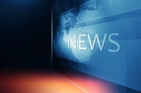 Earth Globe inside Big Flat TV Screen with News Text Concept Series Illustration