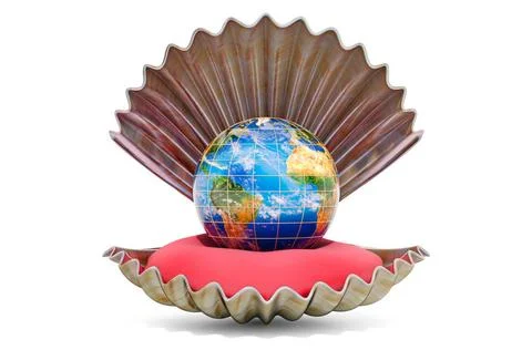 Earth Globe inside shell, 3d rendering Earth Globe inside shell, 3d render... Stock Photos