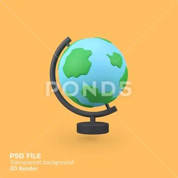 Earth globe isolated 3d render icon illustration PSD 템플릿
