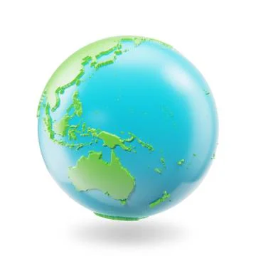 Earth globe isolated on white background. Globe planet Earth icon, 3D Rendring Stock Illustration