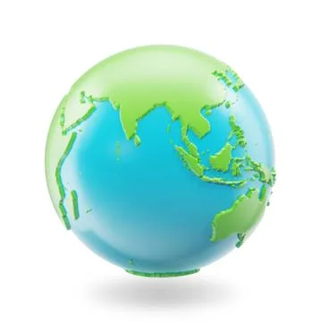 Earth globe isolated on white background. Globe planet Earth icon, 3D Rendring Illustrazione stock