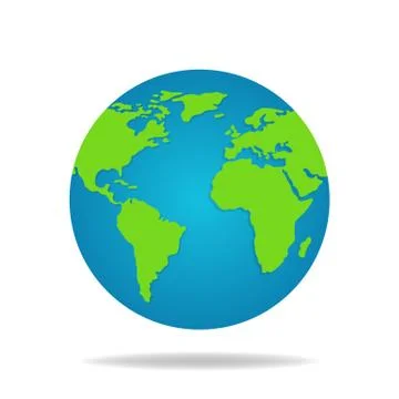 Earth Globe isolated on white Background. World Map. Earth Icon. Vector. Stock Illustration