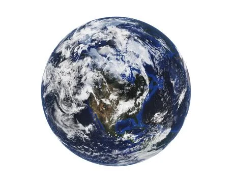 Earth globe isolated on white. Map furnished by NASA. 3d illustration Stock Illustration