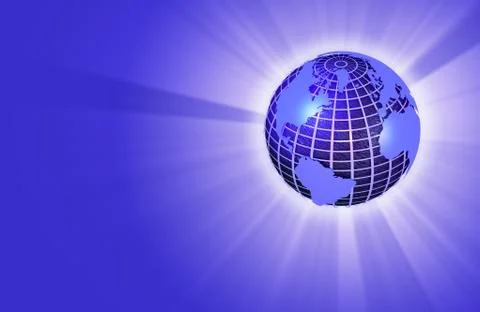 Earth Globe with Light Rays Stock Illustration