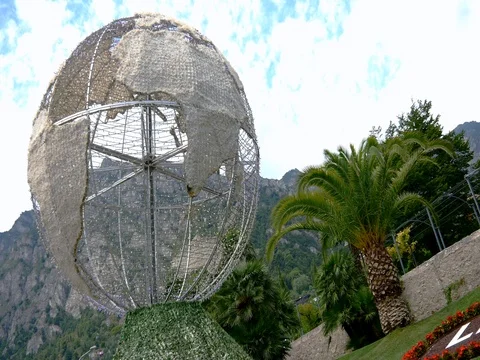 Earth globe with lighting and palms 2 Stock Footage 78626802