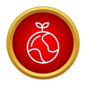Earth globe line icon with growing plant Stockillustratie