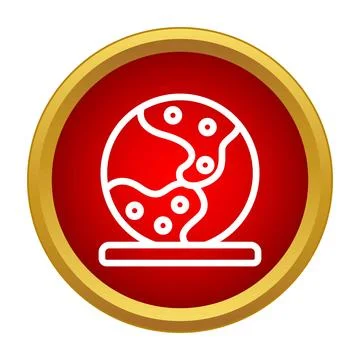 Earth globe line icon with red circle Stock Illustration