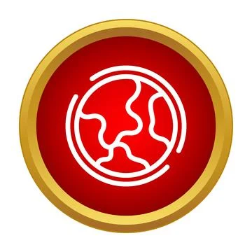 Earth globe line icon on red button イラスト素材