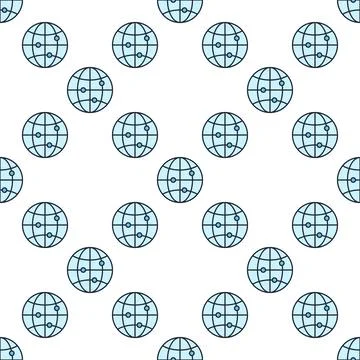 Earth Globe Logistics vector World blue seamless pattern Stock Illustration