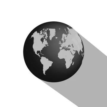 Earth Globe Long Shadow Stock Illustration