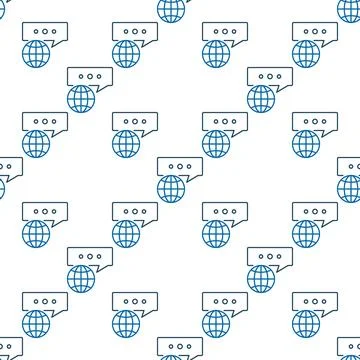 Earth Globe with Message vector Multipolarity thin line seamless pattern Illustrazione stock