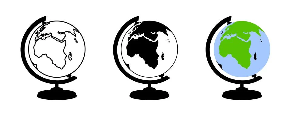 Earth globe model vector illustration. Planet icon set. School supply globa.. Stock Illustration