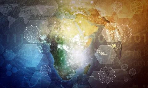 Earth globe with molecule Stock Illustration