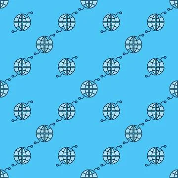 Earth Globe Multipolarity vector minimal blue seamless pattern Stock Illustration