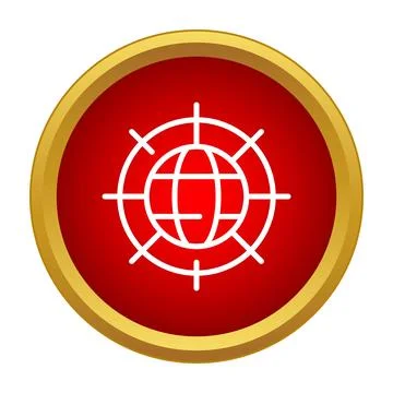 Earth globe network target icon in red circle イラスト素材