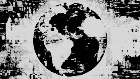 Earth Globe Noise Defect Waves Screen Abstract Background Stock Footage 123082634
