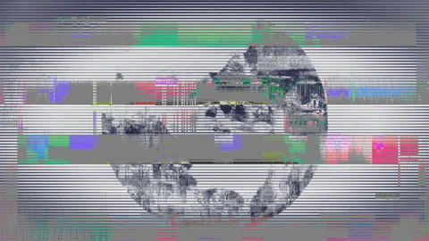 Earth Globe On Noise Defect Waves Screen Abstract Background Stock Footage 123083126