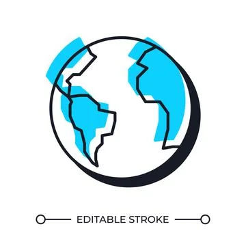 Earth globe offset shadow line icon Stock Illustration