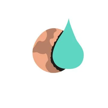 Earth Globe with Oil Drop Flat Color Icon Stock Illustration