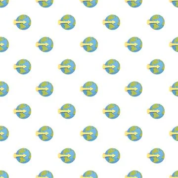 Earth globe pattern with arrow icon seamless background Illustrazione stock