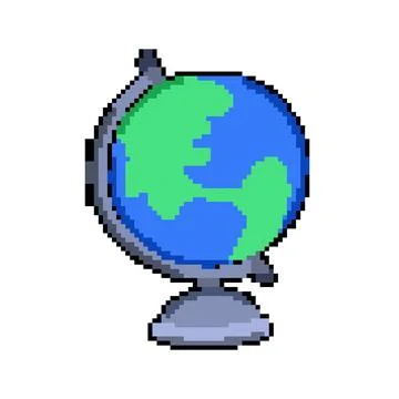 Earth globe pixel art vector illustration 스톡 일러스트