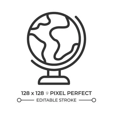 Earth globe pixel perfect line icon Illustrazione stock