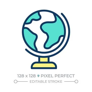 Earth globe pixel perfect line color icon Illustrazione stock