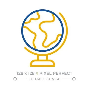 Earth globe pixel perfect two color line icon Illustrazione stock
