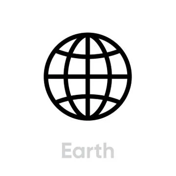 Earth globe planet icon. Editable line vector. Simple isolated single sign. Illustrazione stock