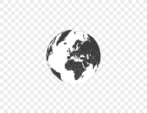 Earth globe, planet, map icon Vector illustration. Illustrazione stock