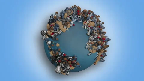 Earth globe with plastic waste over blue background. World Environment Day Stock Footage 236038789