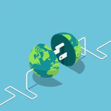 Earth globe as a plug and socket connected together 스톡 일러스트