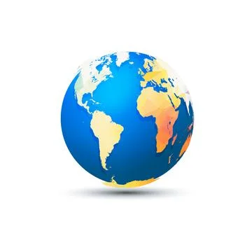 Earth globe polygonal world map icon. Ocean sphere global geography design Illustrazione stock