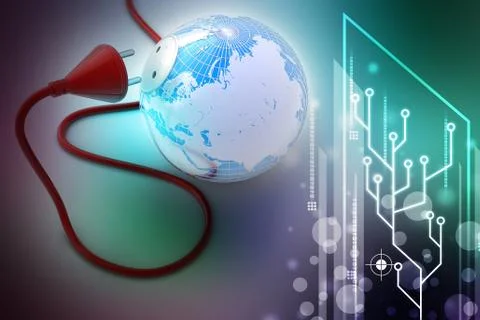 Earth globe with power cable Stock Illustration