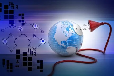 Earth globe with power cable Ilustración de archivo
