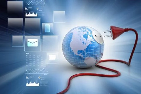 Earth globe with power cable Stock Illustration